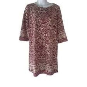 Anthropologie Women's Red and White Dress‎